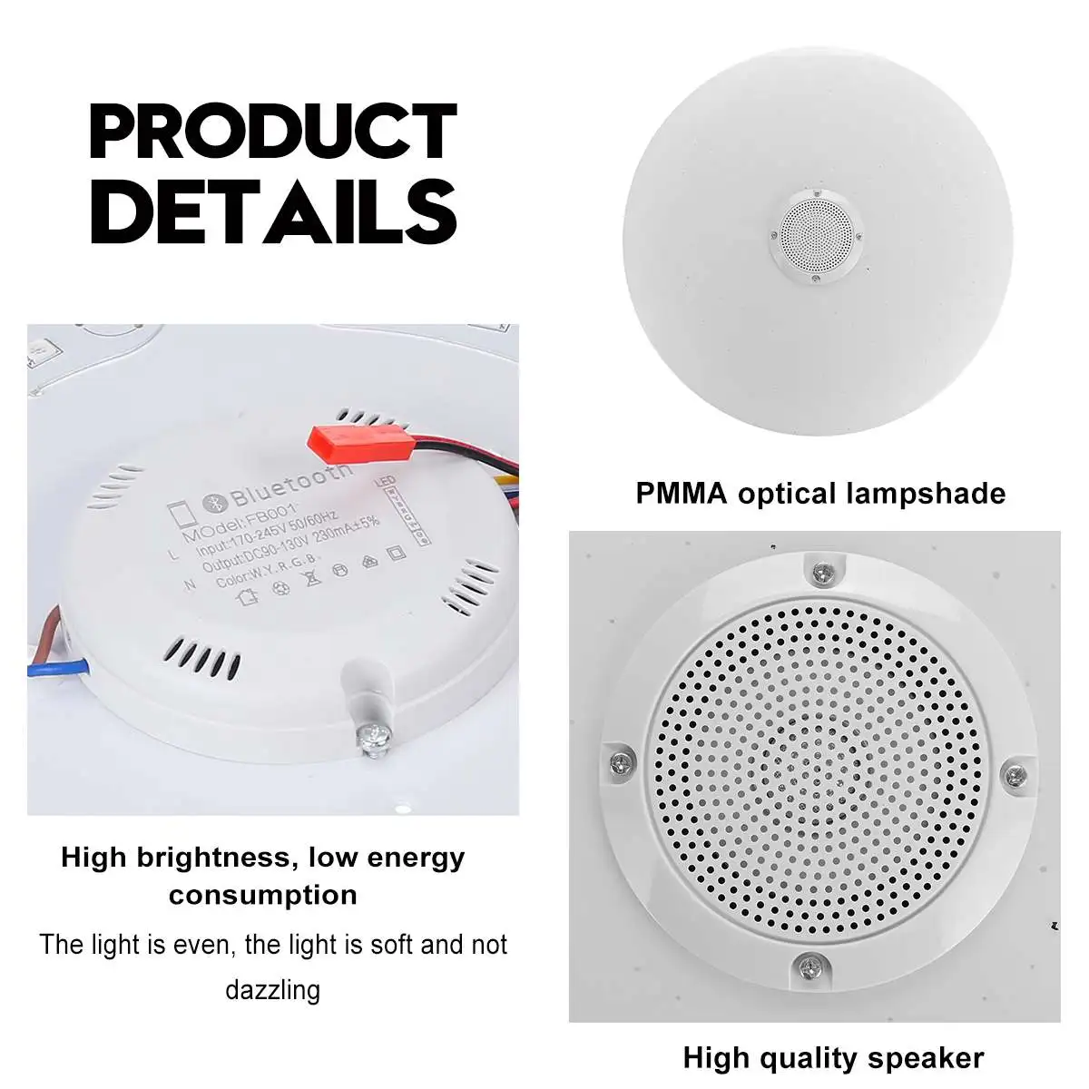 

wifi Led Ceiling Light With Remote Control bluetooth Speaker Modern App Dimmable RGB Music Ceiling Lights for Bedroom Livingroom