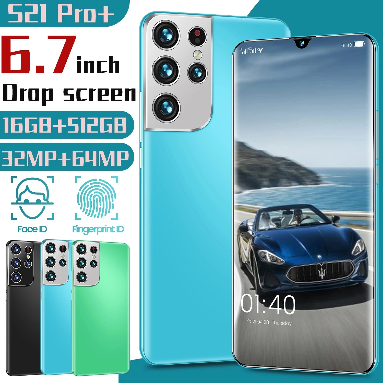

S21 Pro+ 5G Global Version 16GB 512GB 6.7Inch 6000mAh Android OS 11 New Smartphone Full Screen 4G Network Mobile Phone