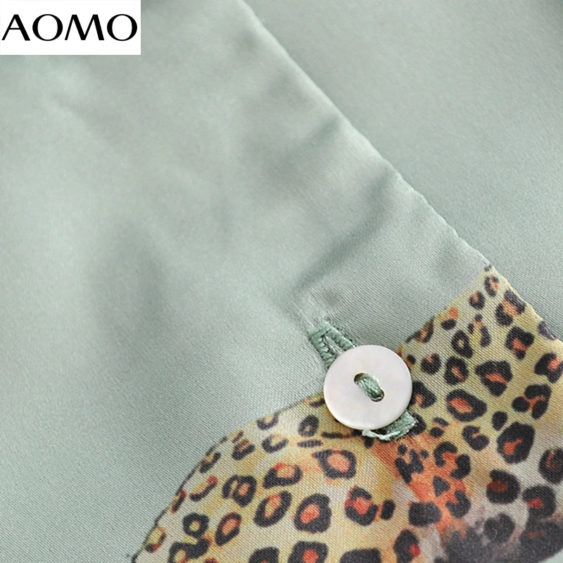 

AOMO 2020 summer women animal print home shorts set suit 2 piece set shirt and shorts 3W157A