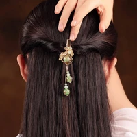 green fine coloured glaze hairpin head ornaments ethnic hair jewelry simple barrettes copper accessories hairwear clip