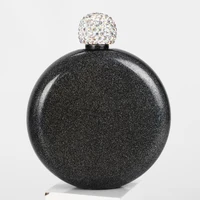 304 Stainless Steels Hip Flask Luxury Round Wine Pot With Rhinestone Lid Portable Water Bottle 102-200ML LX1897