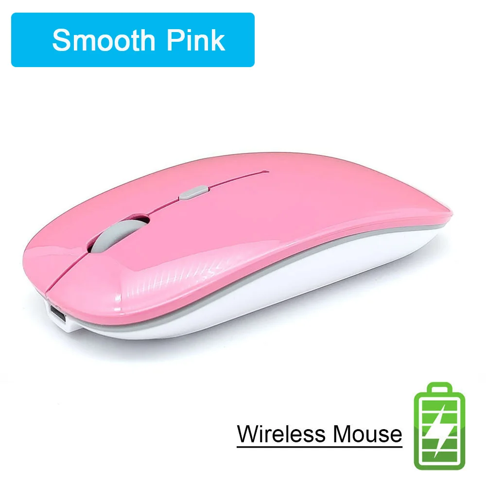 Smooth Pink Bluetooth Бесшумная беспроводная мышь перезаряжаемая Встроенная батарея 2,4 ГГц USB компьютерная мышь для ПК ноутбука - Цвет: Smooth Pink