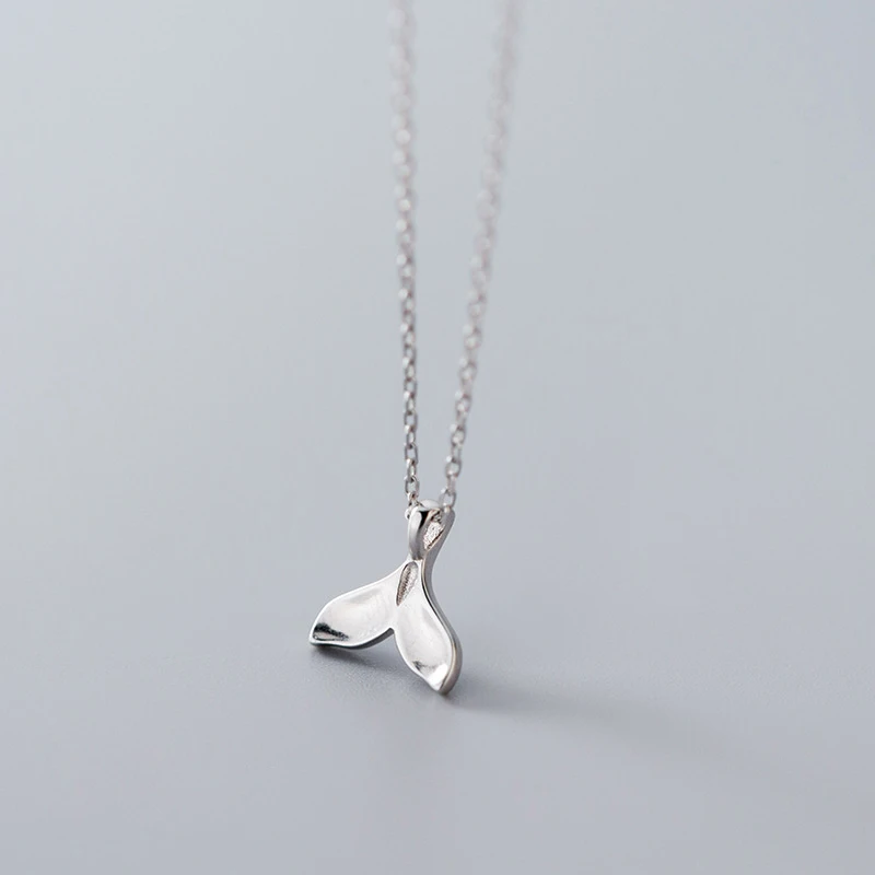 Trustdavis 100% Стерлинговое Серебро 925 синий рыбий хвост кулон короткое 41 см ожерелье