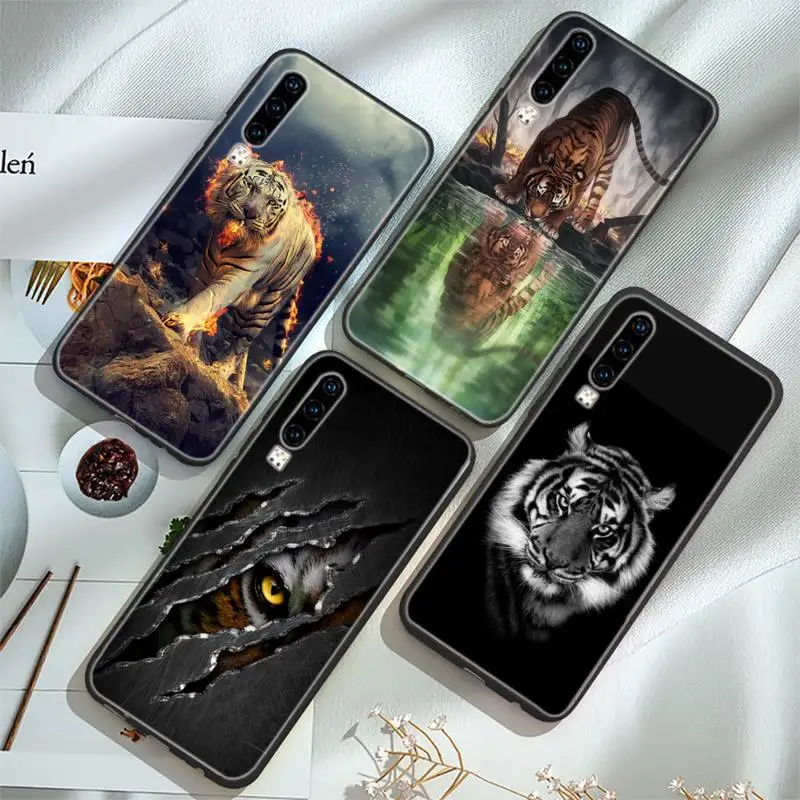 

Cute Tiger Print Phone Case For Huawei P20 30 40 Pro Mate 20x 30 40 Pro Nova6 7 Honor 9X 10