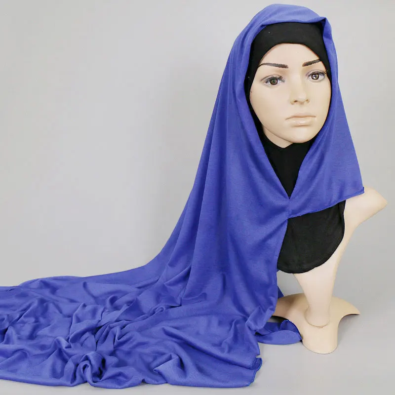 85*180CM Women Muslim Double Loop Instant Hijab Femme Headwrap Islamic Solid Color Long Headscarf Cotton Modal Shawl |