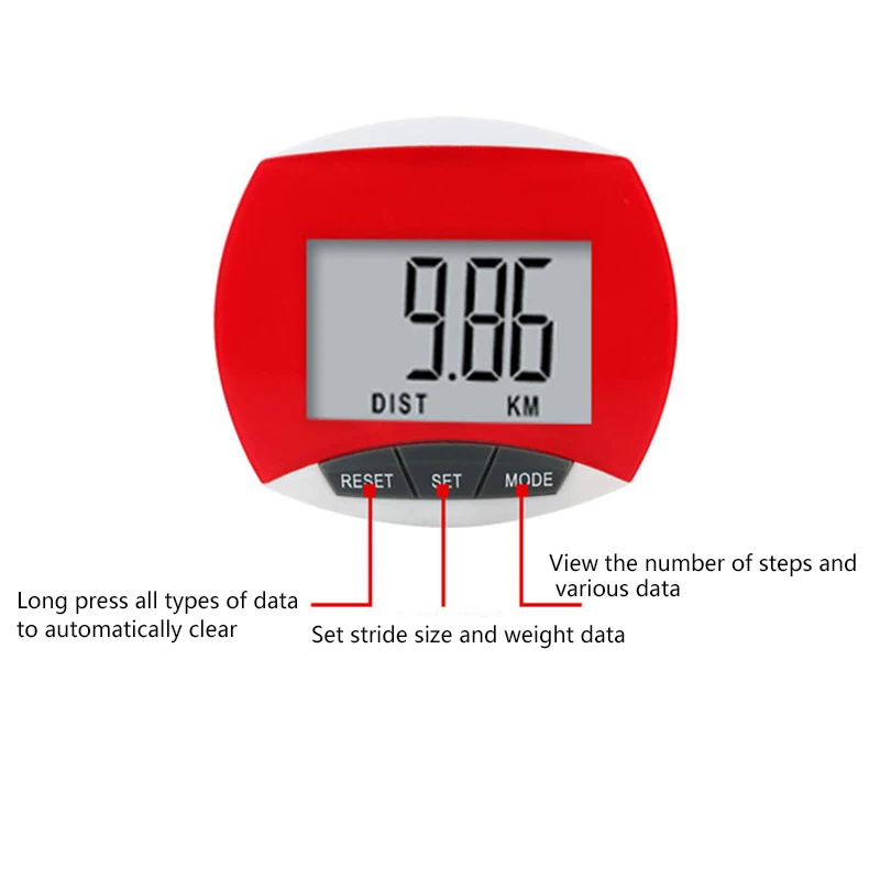 Мини ЖК шагомер для ходьбы и бега Счетчик шагов расчета расстояния