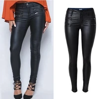 high waist skinny pencil pants women faux leather pu long trousers casual sexy elastic waist hip push up black steampunk pants