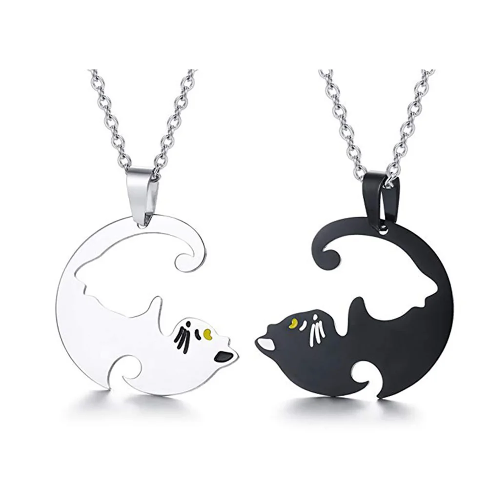 2 шт./компл. дружба женский подарок набор из подвесок в виде кошки Инь Янь ожерелье