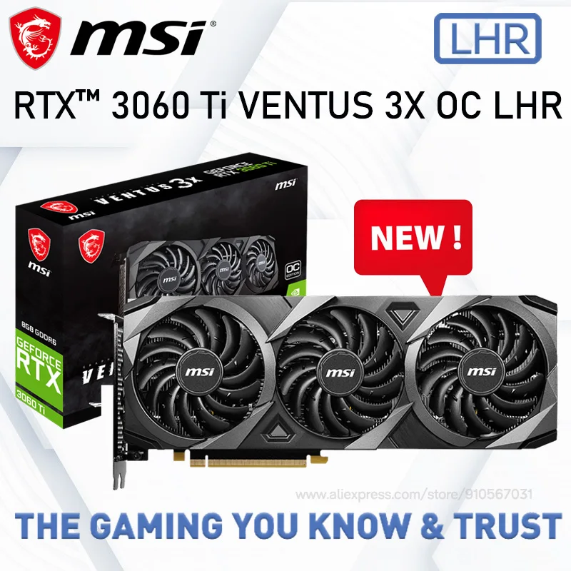 

GDDR6 MSI GeForce RTX 3060 Ti VENTUS 3X OC Graphics Card 14000MHz 256bit PCI Express 4.0 16X RTX 3060Ti Gaming Video Card New