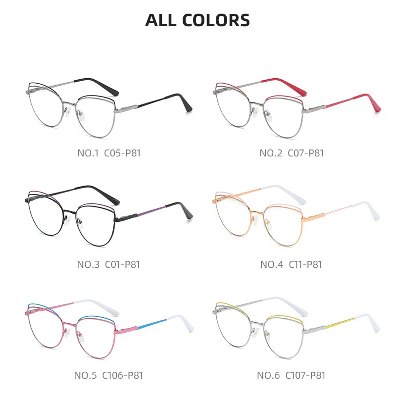 Очки Женские винтажные кошачий глаз металлическая оправа с защитой от