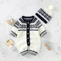 baby rompers long sleeve infant boys girls jumpsuits caps outfits clothes autumn winter knitted newborn toddler sweaters costume