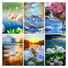 Алмазная 5d картина сделай сам, картина с вышивкой в виде животного, квадратная, круглая, с дрелью, с рисунком белого лебедя, бриллиантовое украшение, подарок для хобби