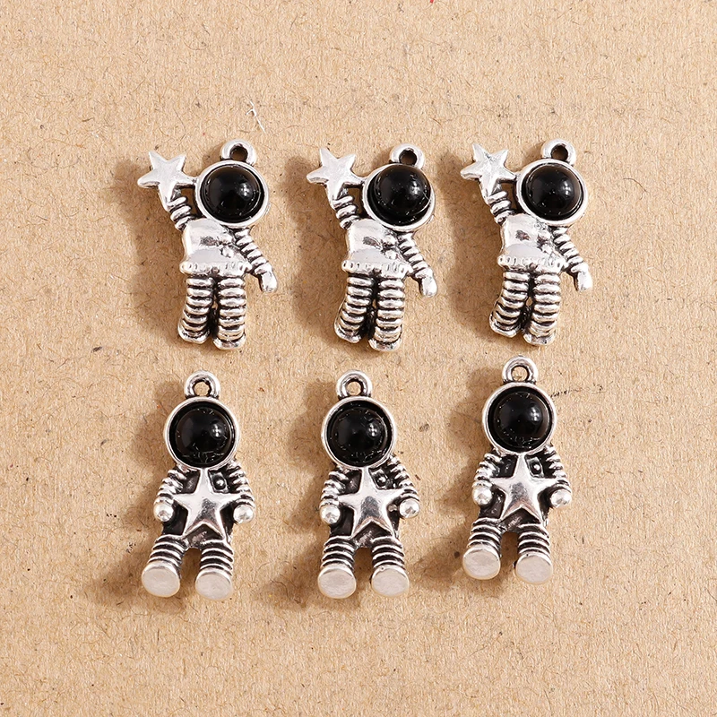 

10pcs 10*22mm Retro Silver Color Alloy Cute Astronaut Star Charms for Jewelry Making Drop Earrings Pendant Necklaces Accessories