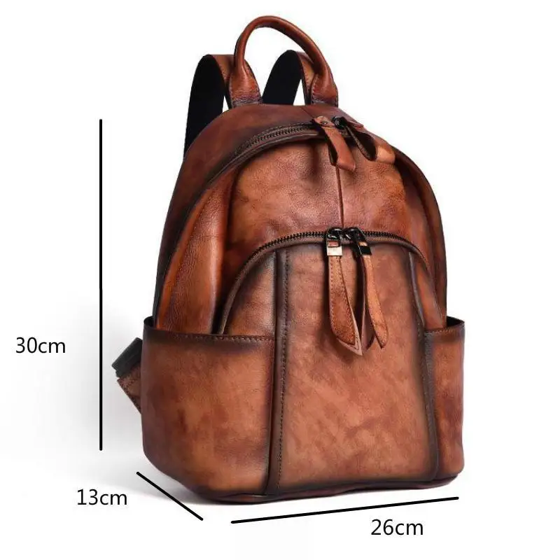 

YourSeason 2021 Handmade Women Genuine Leather Vintage Backpack Zipper Soft Handle Casual Female Large Capacity Travel Bags