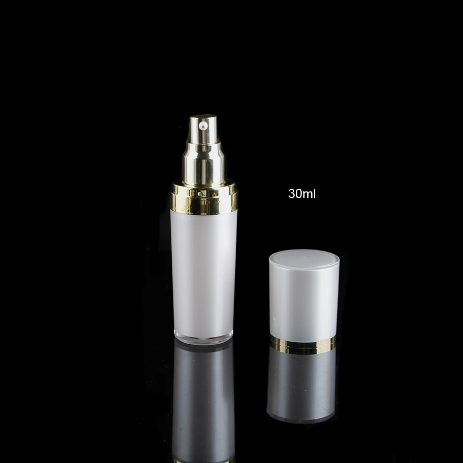 30ml 1Floz Pearl White Acrylic Lotion Bottle Silver Emulsion Dispenser lotion Press Pumpatomized Sprayer50Pcs/Lots Perfume