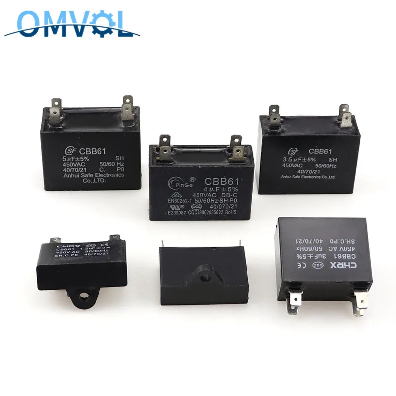 Конденсатор с алюминиевой крышкой потолочный вентилятор вытяжной CBB61 1 мкФ 5 2 3 4 6 8