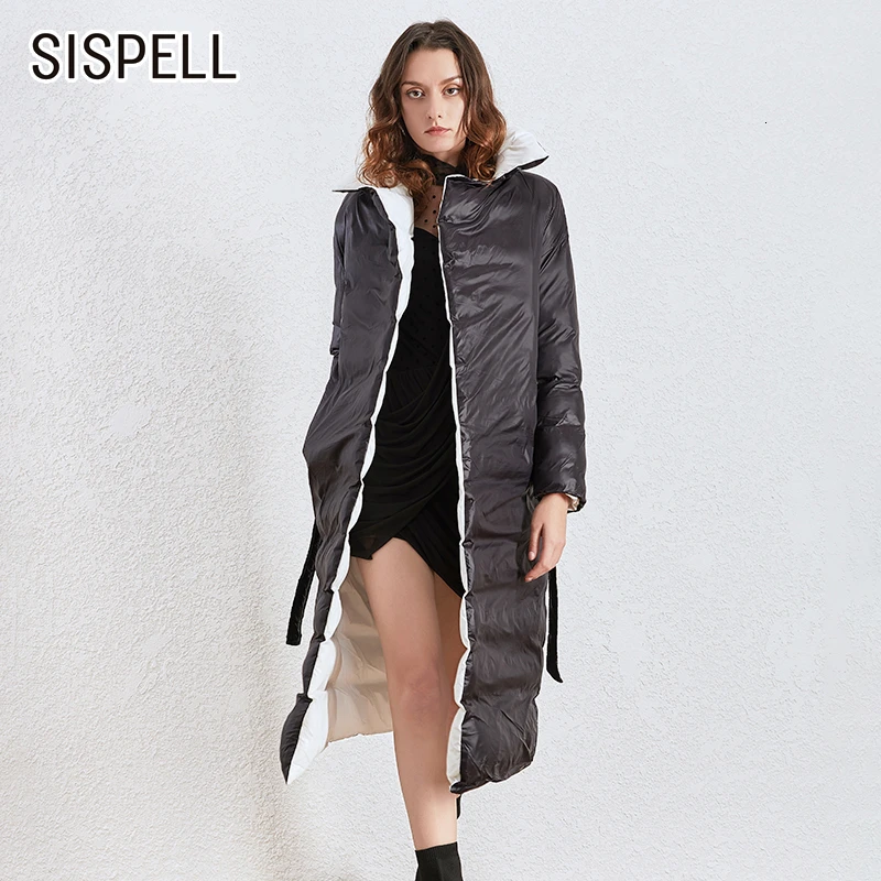 

Женское хлопковое пальто SISPELL, повседневное теплое зимнее пальто с отложным воротником, длинным рукавом и бантом на шнуровке, 2020