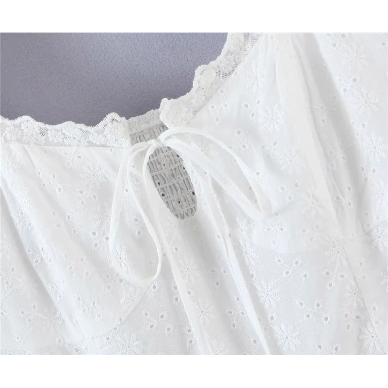 

Sukibandra Spring 2021 Short Sleeve Vintage White Lace Dress for Women Summer Elegant A Line Ruffle Korean Style Woman Dresses