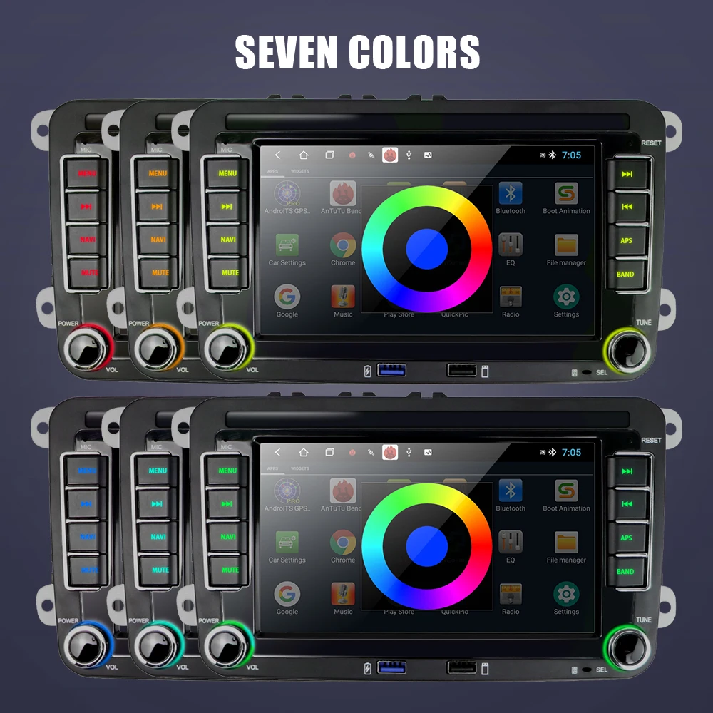 $98.59 Podofo 2Din Android Car radio 2+32G Car Multimedia For Volkswagen Skoda Octavia golf 5 6 touran passat B6 polo tiguan jetta yeti