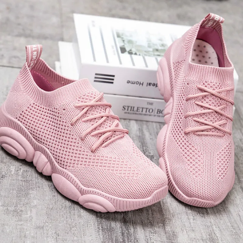 Новинка 2019 осенние модные кроссовки сетчатые дышащие спортивные женские носки