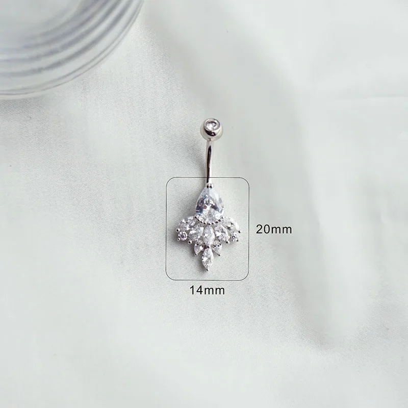 925 Стерлинговое Серебро Циркон в форме сердца слеза ангела пупок ювелирные