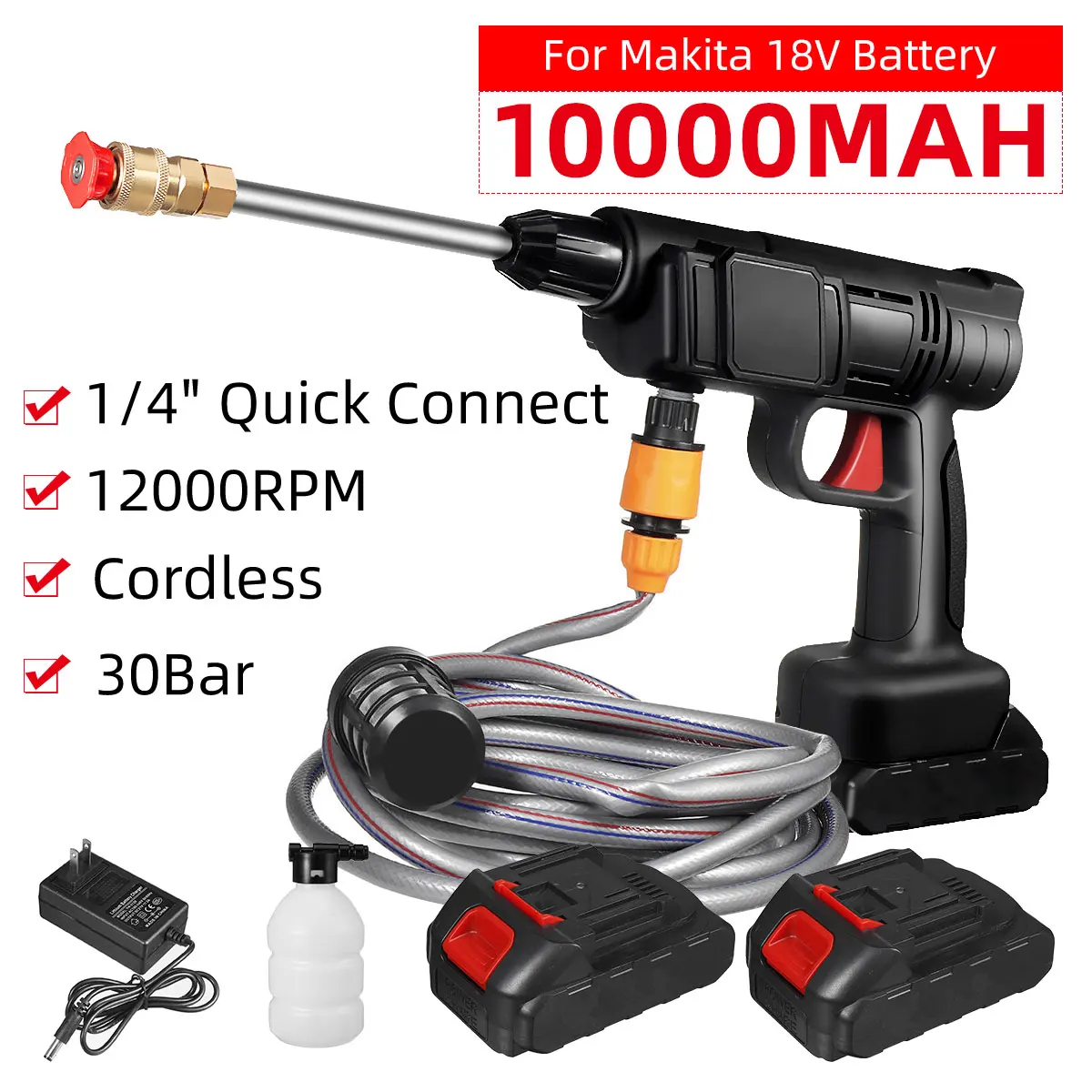 30Bar 10000mAh аккумуляторная электрическая высокого Давление шайба Перезаряжаемые