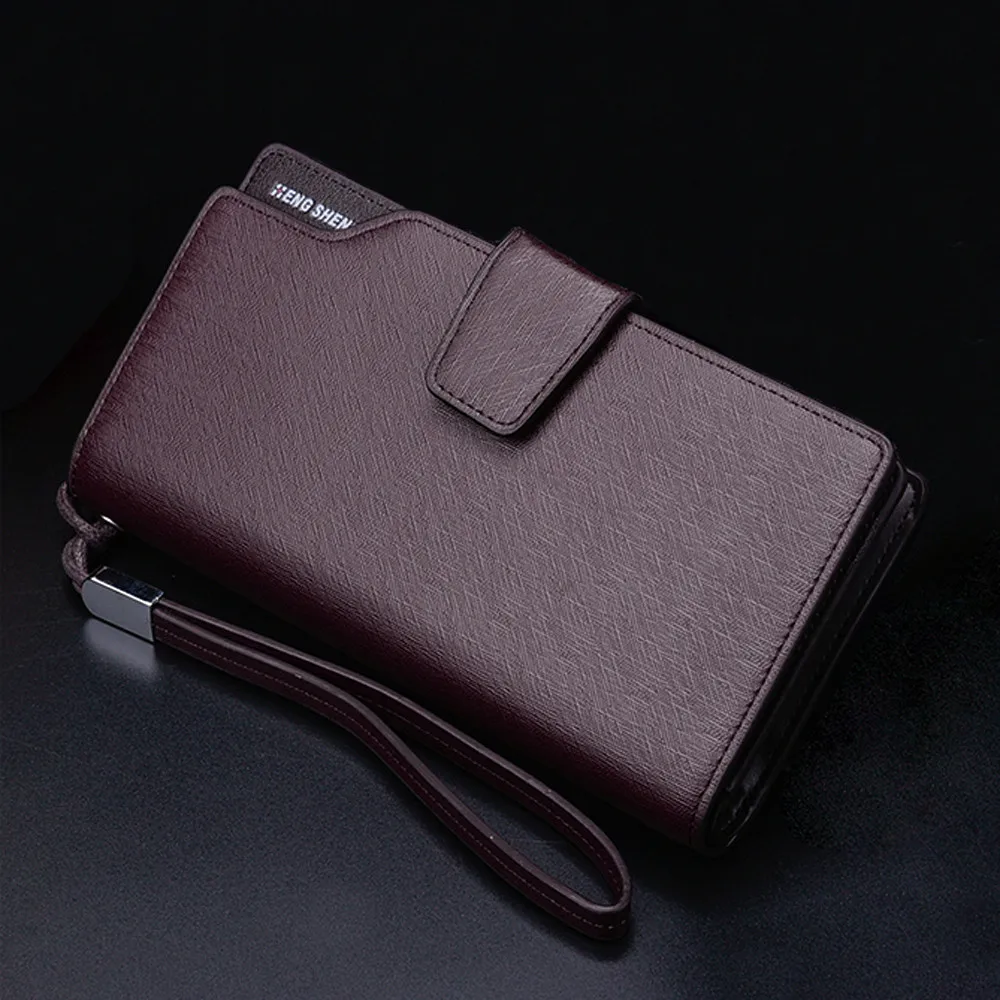 Высококачественный кожаный Длинный кошелек для мужчин мужской клатч на молнии
