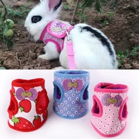 cute rabbit rope pet chest strap comfortable polyester vest style chest back useful cartoon lovely printing rabbit leash