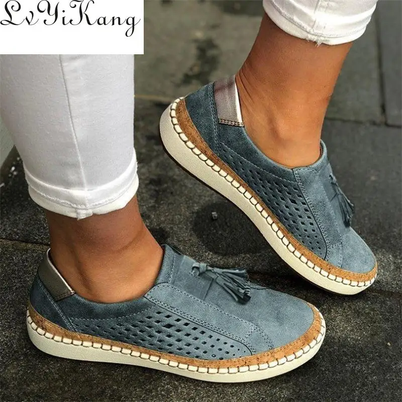 

Женские ажурные кроссовки, Вулканизированная подошва, дышащие эластичные, повседневная обувь в стиле ретро, на плоской подошве, с широкими ...