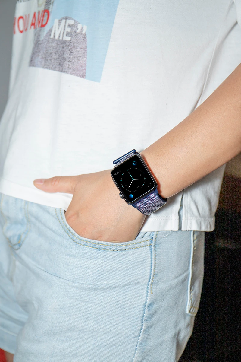 Высококачественный нейлоновый спортивный ремешок для Apple Watch, ремешок 44 мм, серия 5, 4, 3, 2, 1, дышащий тканый ремешок 42 мм, iwatch 40 мм, 38 мм