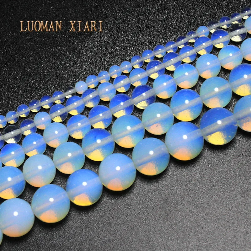 Opal Прекрасный AAA натуральный камень Бусины тигровый глаз агат Lapis розовый кварц аметист для самостоятельного изготовления ювелирных изделий ожерелье браслет 4-12 мм - Цвет: Opal
