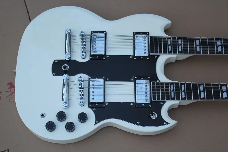 

Factory custom high quality 12 string +6 string Double Neck electric guitar white 1275 guitar 59