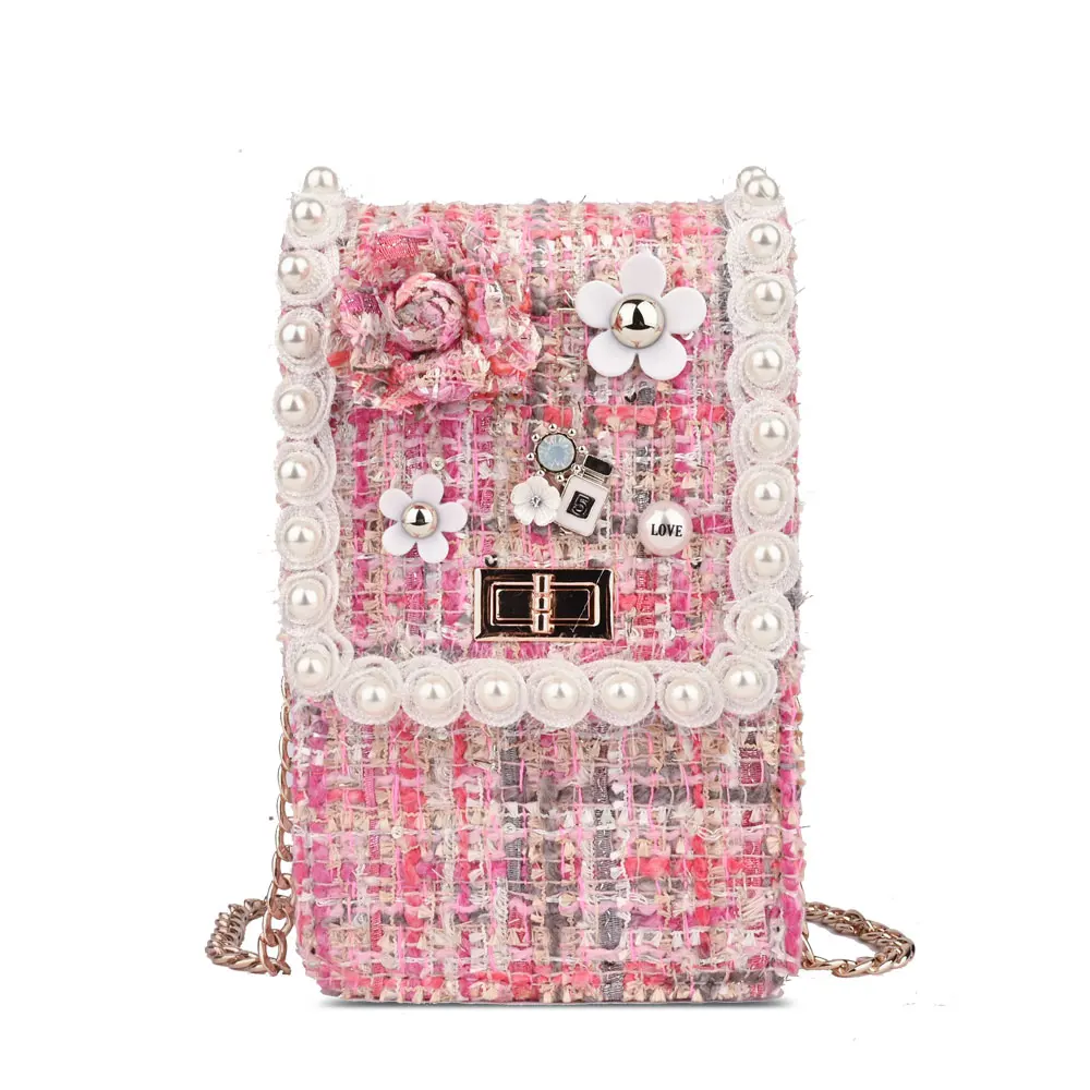 Розовый RARE CREATIVE New Cell Phone Shoulder Bags Lovely Winter Coin Purse Universal Phone Bags Children Purse For Little Things HM6033 - Цвет: Розовый