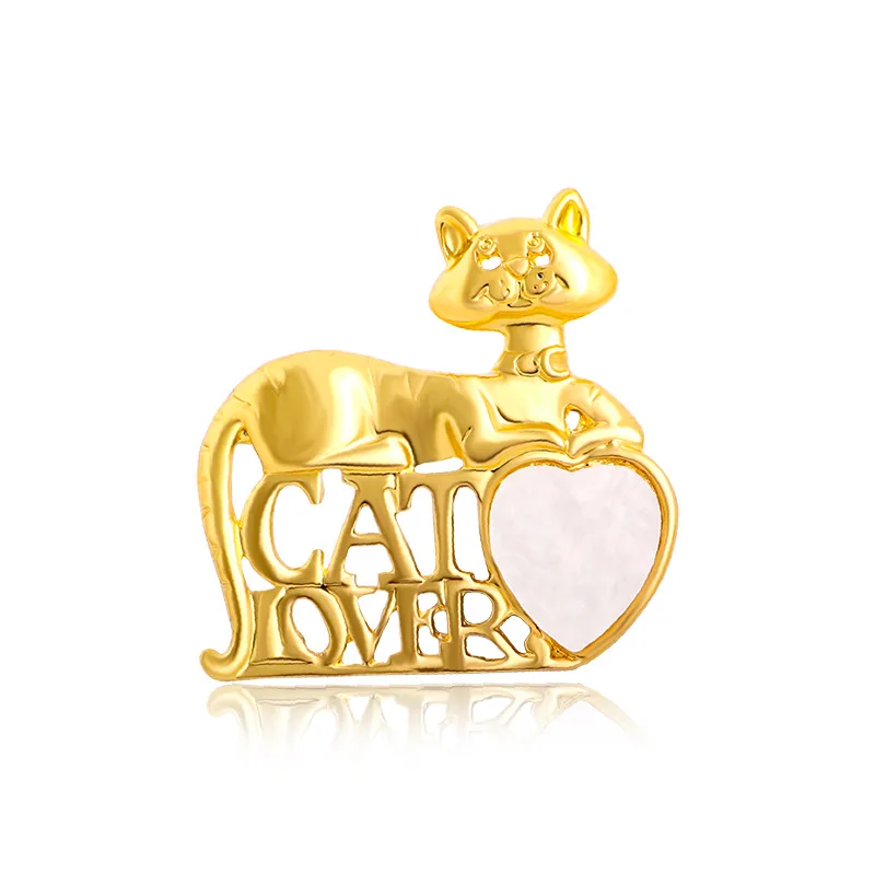 

Cute Cat Brooches for Women Heart Suit Lapel Pin High-grade Neckline Anti-glare Sweater Scarf Buckle Cartoon Metal Badge Jewelry
