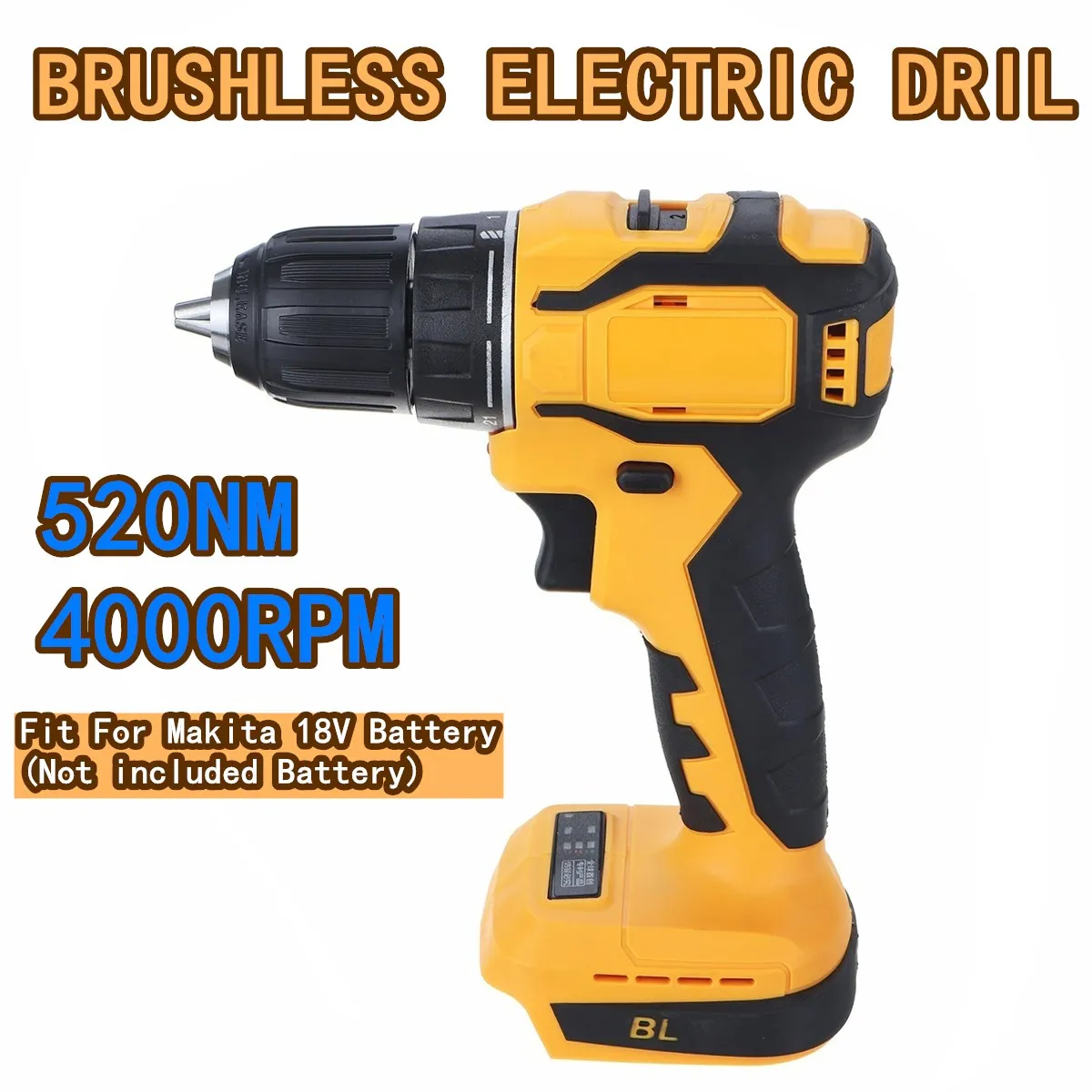 

10 мм патрон бесщеточная Ударная дрель 520N.m электродрель для Makita 18V Батарея 4000 об/мин светодиодный светильник Мощность сверла