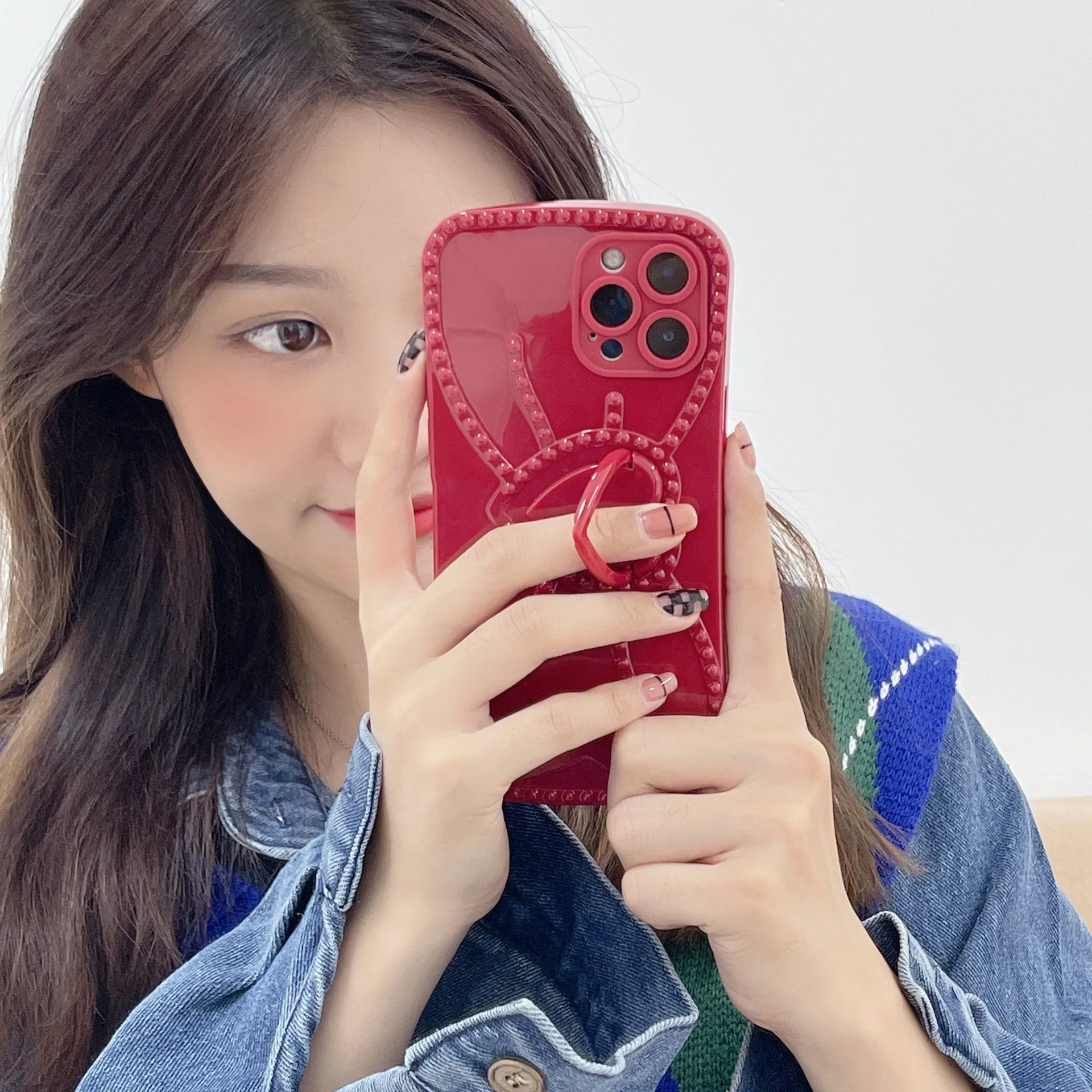 

Cute Simple Solid Color Bow Bracket Korea Phone Case For iPhone 12 Pro Max 11 Pro Max X Xs Max Xr Cases Soft Silicone Cover