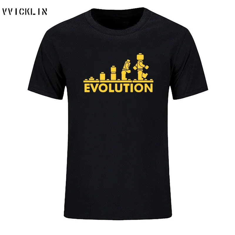Летние робот Эволюция футболка забавная Футболка с принтом модные хлопковые