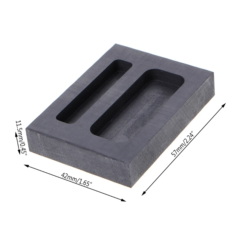 

A0KF Graphite Crucible Ingot Mold Two Hole Silver Loaf Bar Metal Melting Casting Tool