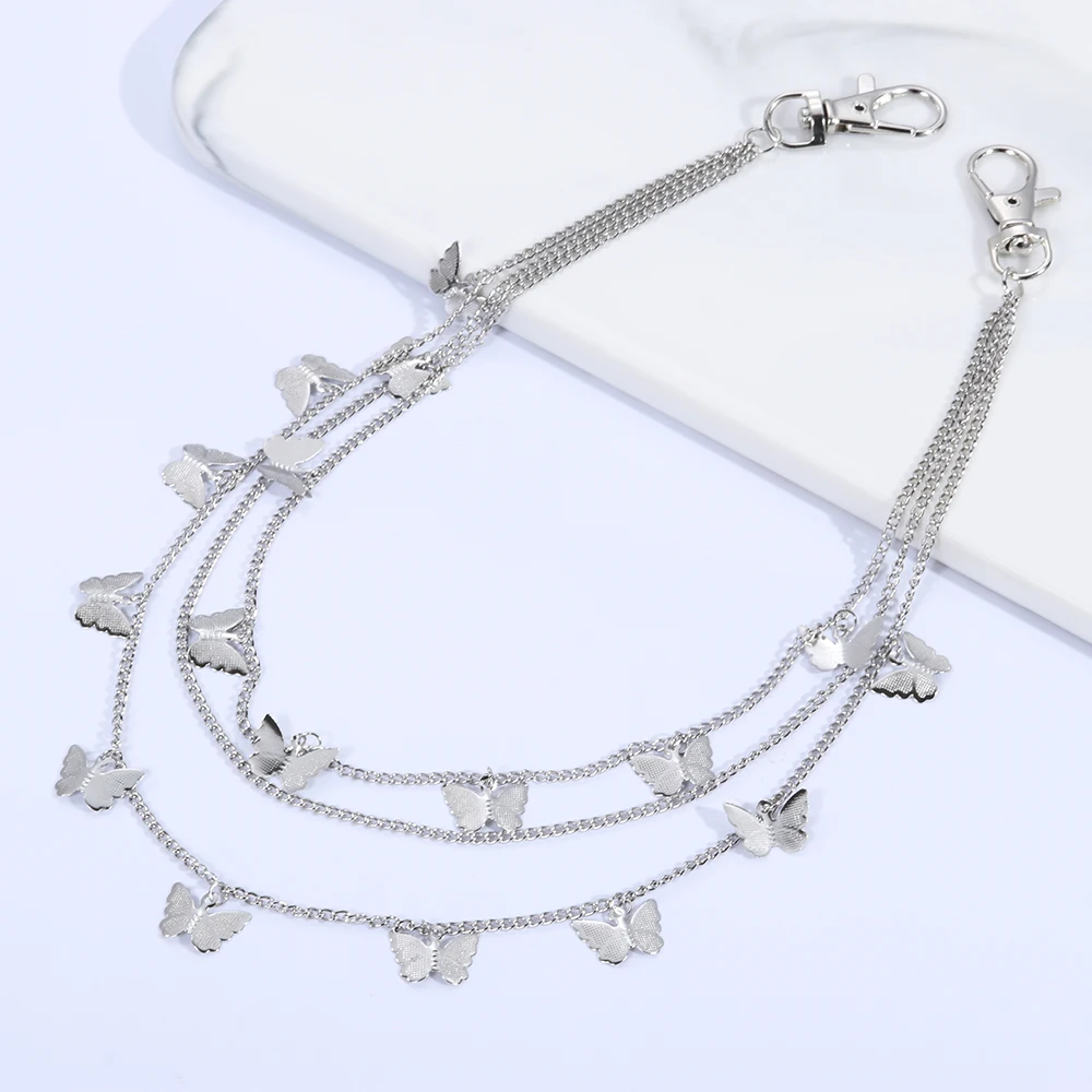 

Punk Street Butterfly Belt Waist Chain Male Women Pants Chain Multi Layer HipHop Hook Trousers Jeans Keychain Pendant Jewelry @A