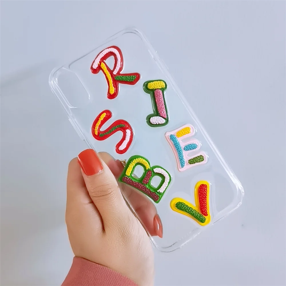 

Vya 3D Cute Color letters case for iphone 12 11 promax 6 7 8 plus x xr xs max 2021 transparent tpu phone back covers