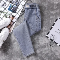 autumn new style large size loose harem jeans womens high waist stretch straight pants plus size women jeans