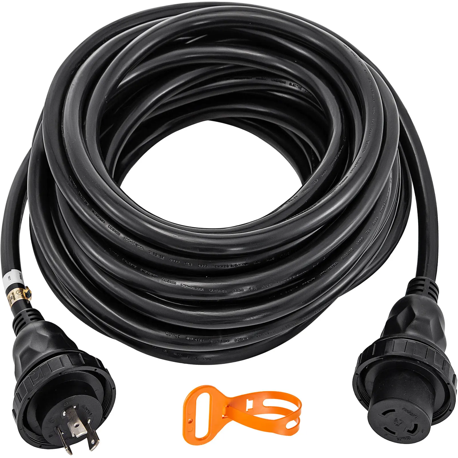 

VEVOR Generator Cord Power Extension Cord 50FT 30A L5-30P to L5-30R Shore Marine Power Cable Weatherproof Locking O-ring Seal