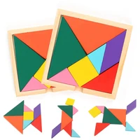 kids montessori wooden tangram jigsaw puzzle wood toys colorful iq game brain teaser intelligent educational toys for children