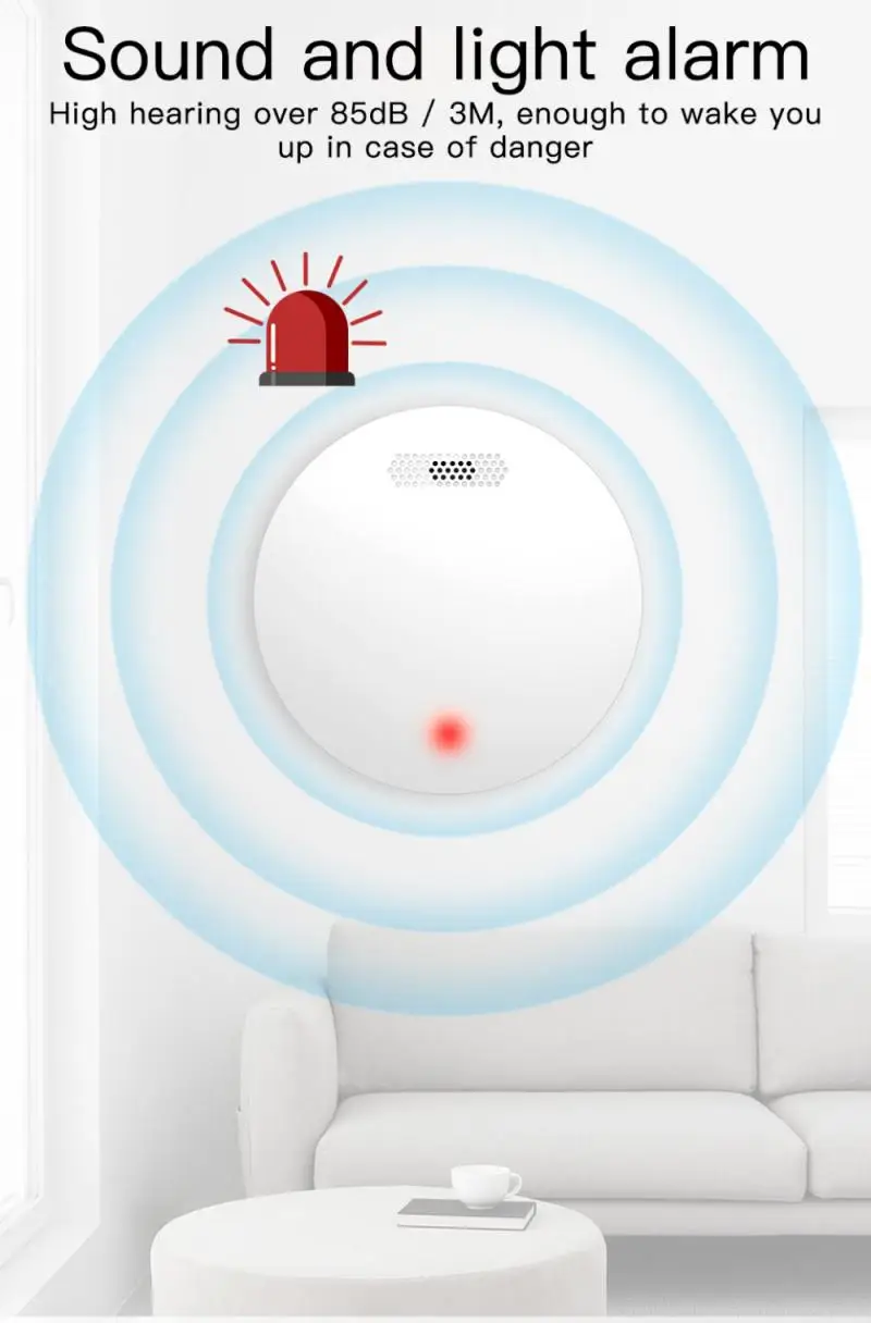 tuya wifi smart fire smoke alarm detector sensor house combination fire alarm home security system works with smart life app free global shipping