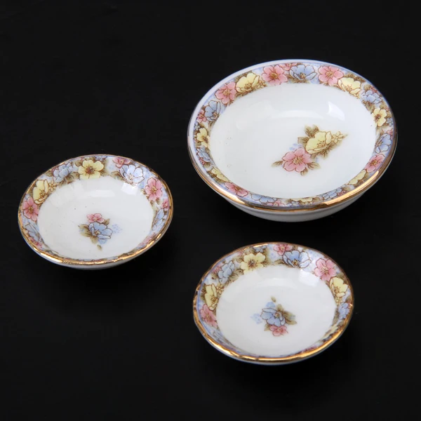 

New Doll House 40 pcs Flower Style Dollhouse Miniature Dining Ware Porcelain Tea Set Dish Cup Plate Flowers Dolls Accesssories