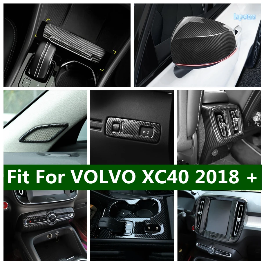 

Carbon Fiber Rearview Mirror / Rear Armrest Box Anti Kick Panel / Ashtray / Steering Wheel Cover Trim For VOLVO XC40 2018 - 2022