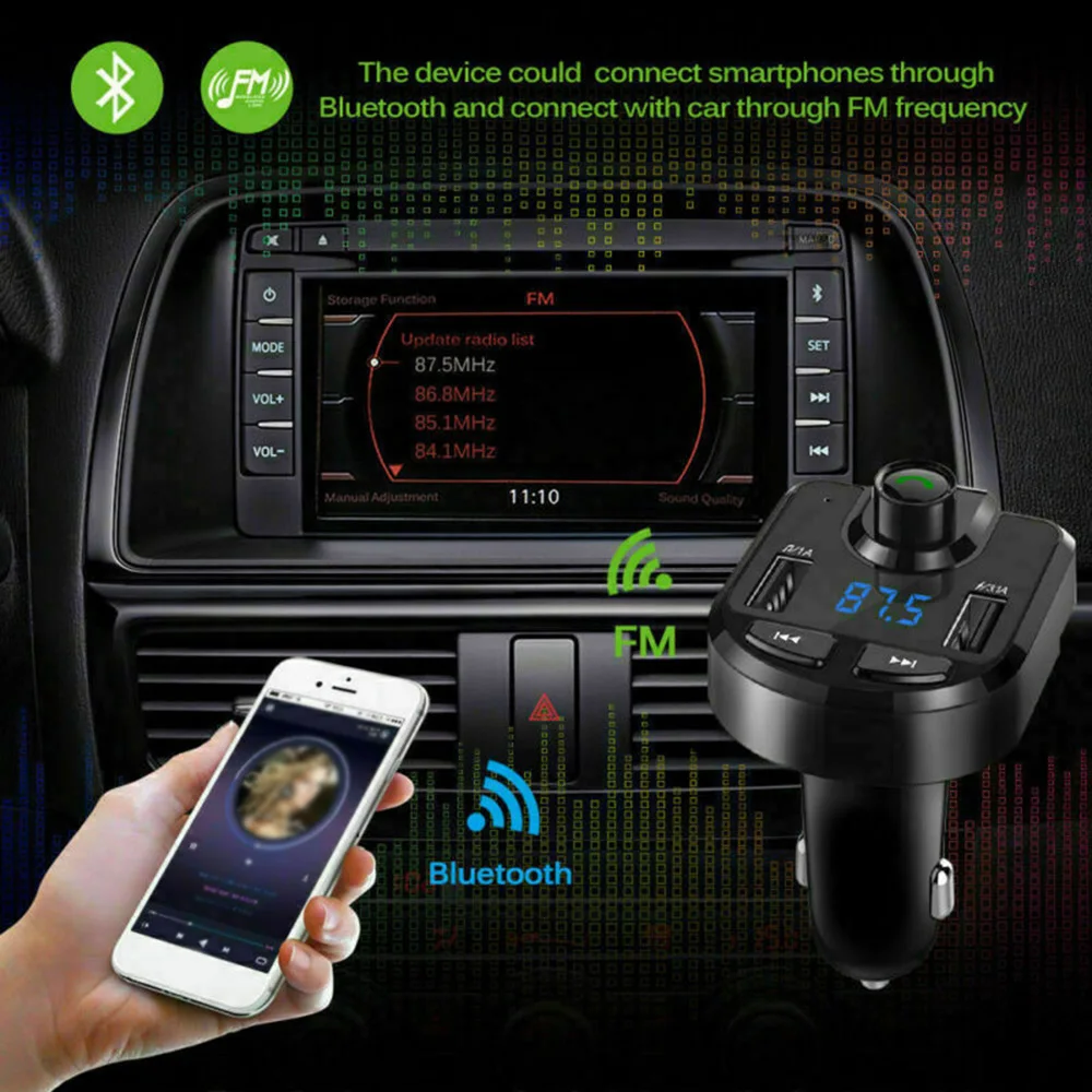 

Portable Car FM transmitter Accessories 1x Set Radio MP3 Player Wireless