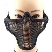 tactical half face mask airsoft paintball facial low carbon metal steel net mesh protective mask for cs outdoor hunting military