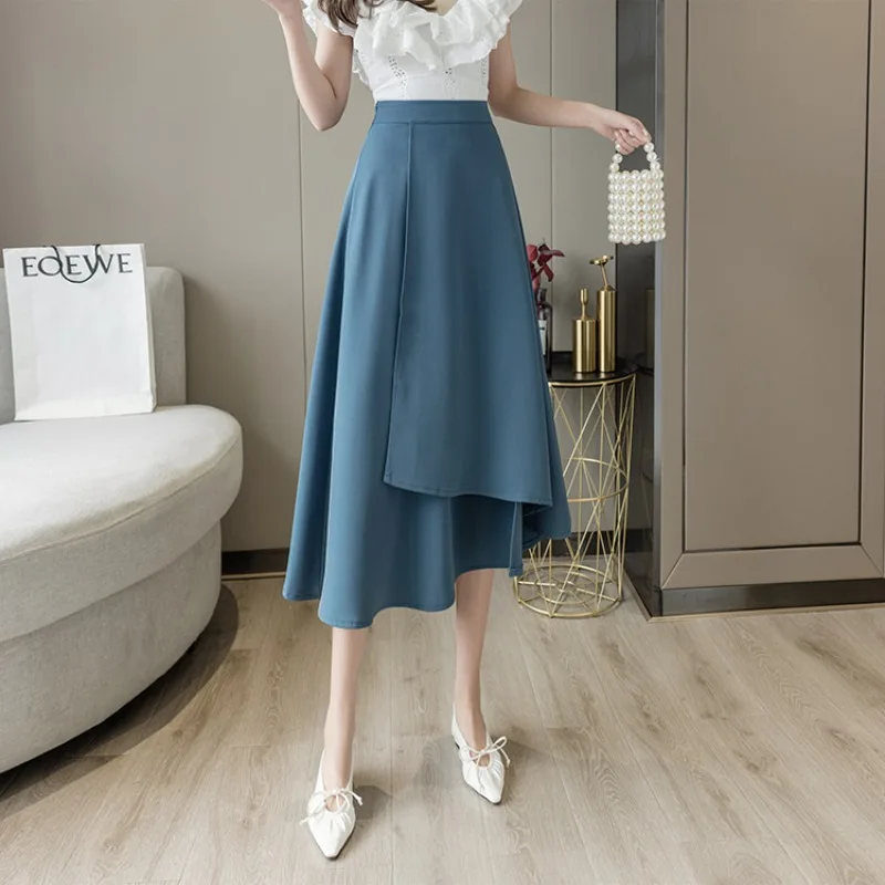 Юбка Новинка весна осень 2021 ассиметричная юбка средней длины трапециевидная с