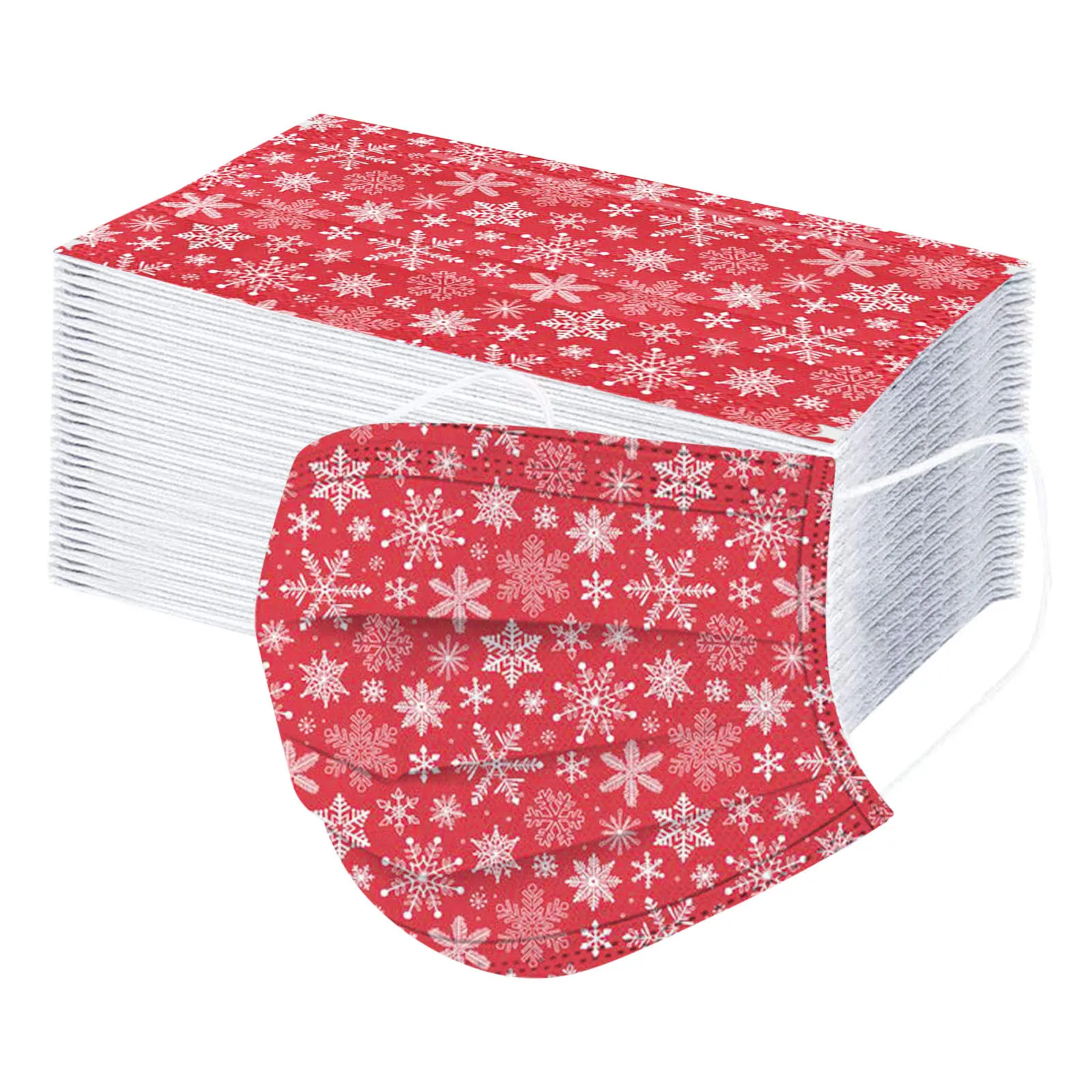 50 шт. шарф с принтом снега для взрослых Маска женщин мужчин одноразовый Снежинка